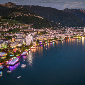 2025 Montrö Caz Festvali'nin havadan görüntüsü